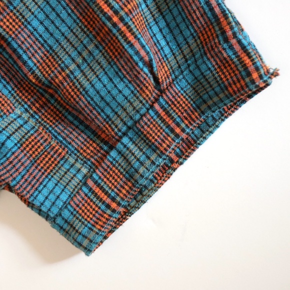 Vintage Rainbow Elephants Tee + Blue Plaid Shorts SET / 12-18M - Picture 9 of 11